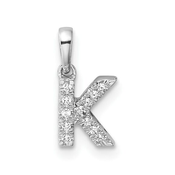 Kazi Luxury 14K White Gold Diamond Letter K Initial with Bail Pendant